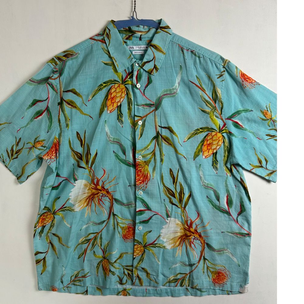 Zara Men's Button Down Shirt Regular‎ Fit Extra Large Floral